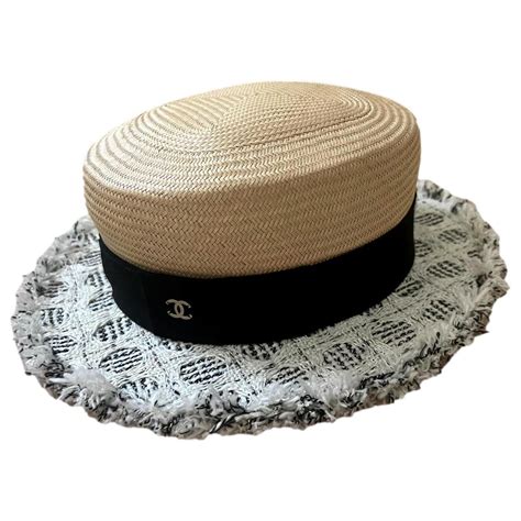 chapeau chanel paille|chapeaux chanel.